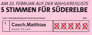 5- Stimmen für Matthias Czech